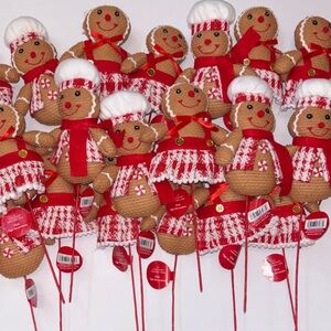 Red and White Gingerbread Christmas Picks 20 Gingerbread People Tree Picks NEW